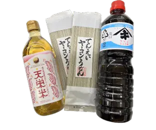 道の駅羽鳥湖高原商品詰め合わせ(天栄米みりん､ヤーコンうどん､ヤマキしょうゆ)
